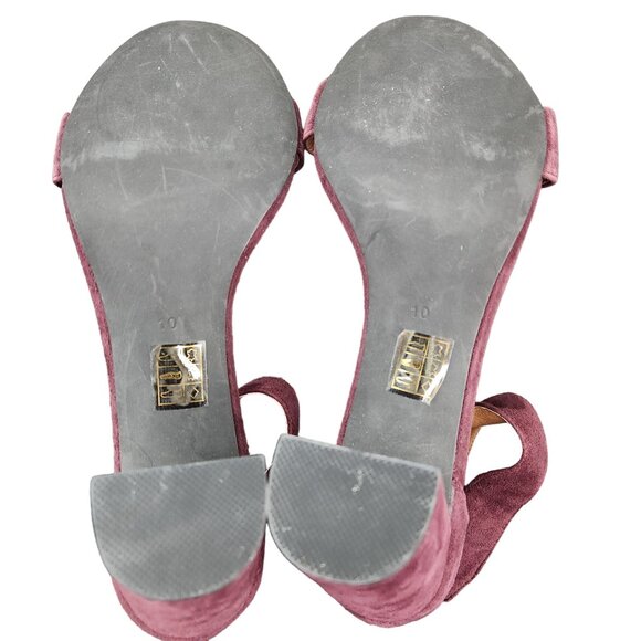 Jeffrey Campbell Heels Women's 10 Lindsay Ankle Strap Sandal Red Suede Shoe - Picture 6 of 9